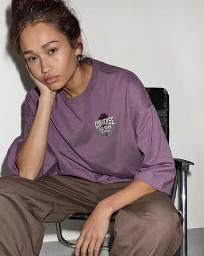 Floral Emblem Short-Sleeve Relaxed T-Shirt Hypnotic Mauve