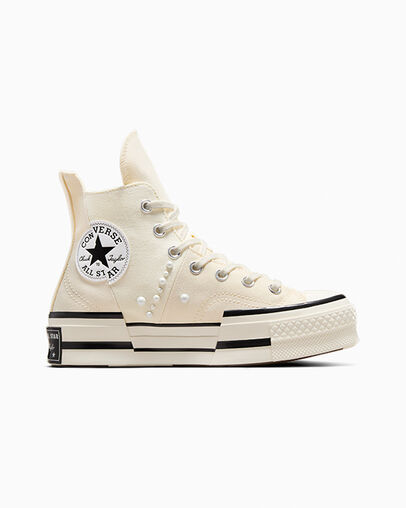 Chuck 70 Plus Y2K Gems Egret/Black/Egret, Outer Side View