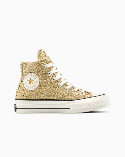 Chuck 70 Metallic Tweed Metallic Light Gold/White, Outer Side View