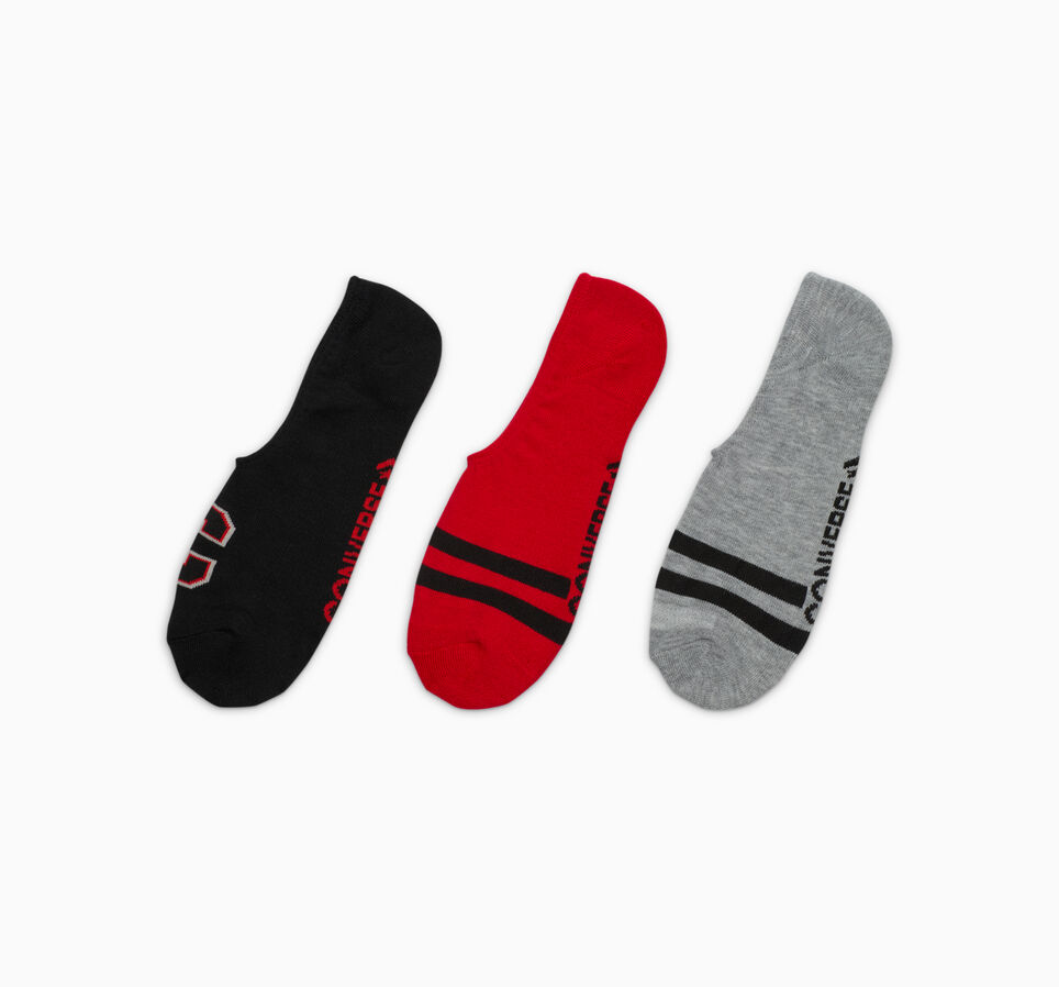3-Pack Retro No-Show Socks Blk/Red/Grey