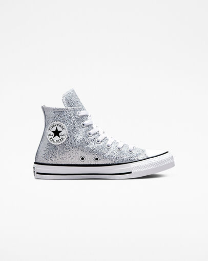 Chuck Taylor All Star Glitter Silver/Ash Stone/Black, Outer Side View