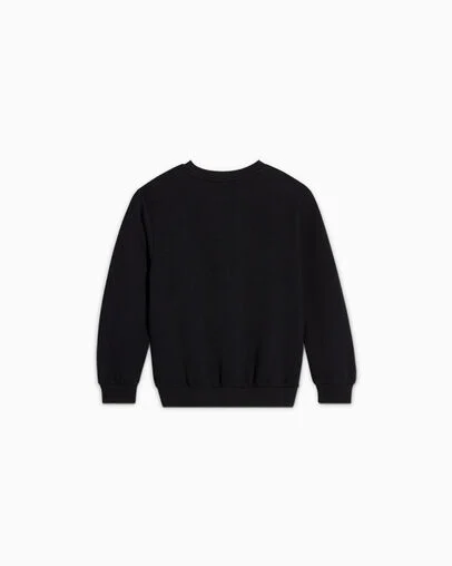 Textured Logo Crew Neck Black, Back View