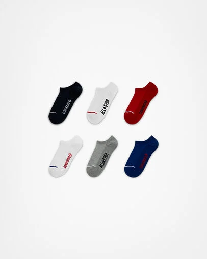 6-Pack Wordmark No-Show Socks Obsidian, Front View