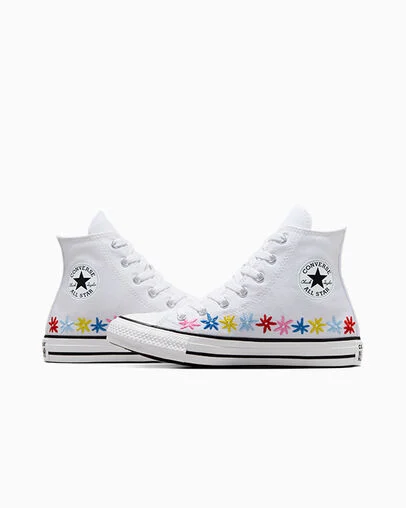 Chuck Taylor All Star Floral White/Oops Pink/True Sky, Detail Angle View
