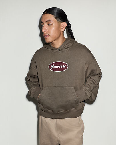 Converse Garage Full-Zip Fleece Hoodie Truffle, Back View