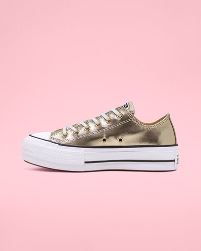Metallic Canvas Platform Chuck Taylor All Star Gold/Black/White