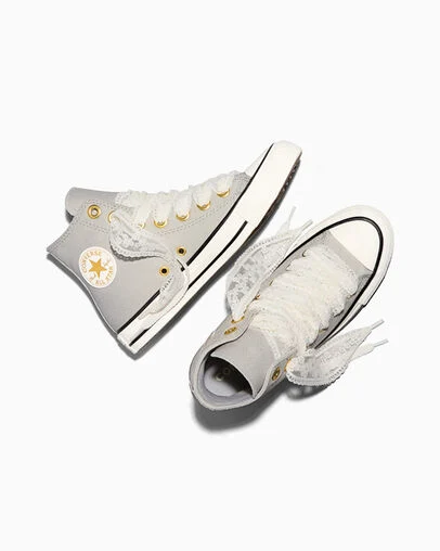 Chuck Taylor All Star Lace Light Grey/Gold/Vintage White, Angled View