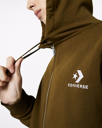 Star Chevron Embossed Full-Zip Surplus Olive