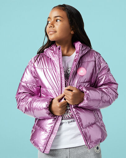 Metallic Chuck Taylor Patch Puffer Metallic Fushcia