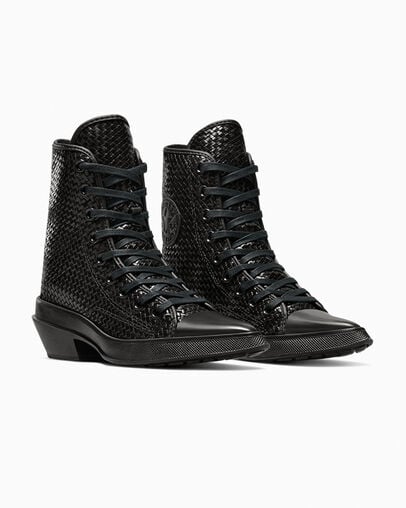 Chuck 70 De Luxe Pointed Platform Woven Leather Black/Egret/Black