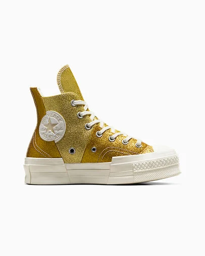 Chuck 70 Plus Glitter Vintage White/Dark Gold, Outer Side View