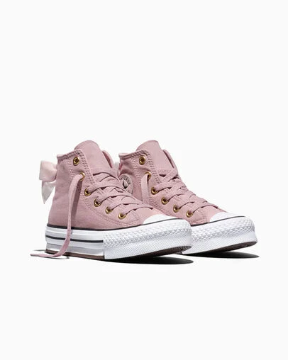 Chuck Taylor All Star EVA Lift Platform Velvet Bows Petal Pit/Black/White, Top and Side View