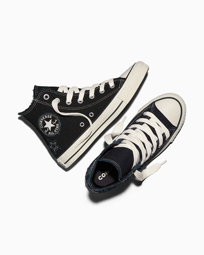 Chuck Taylor All Star Distressed Stars Black/Egret/Black, Angled View