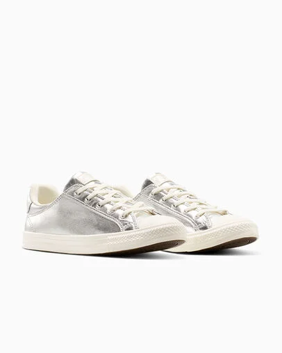 Chuck Taylor All Star Dainty Metallic Silver Metallic/Egret, Top and Side View