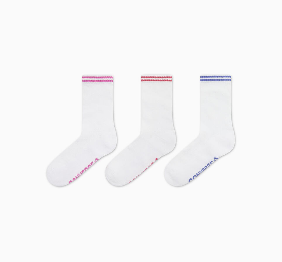 3-Pack Varsity Stripe Mesh Half-Crew Socks White
