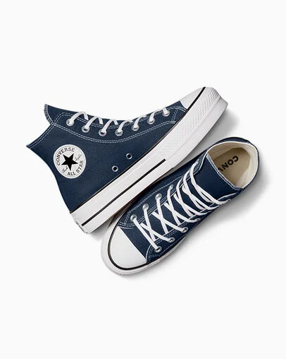 Chuck Taylor All Star Lift Platform Canvas Navy/White/Black, Angled View