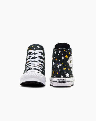 Chuck Taylor All Star Platform Lift Sparkle Black/Silver/Gold, Heel View