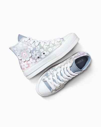 Chuck Taylor All Star Lift Platform Gradient Flowers Wet Stone/Orchid Dust, Angled View