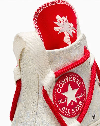 Chuck 70 Lunar New Year Double Lace Egret/Red/Cloudy Daze Grey, Detail Angle View