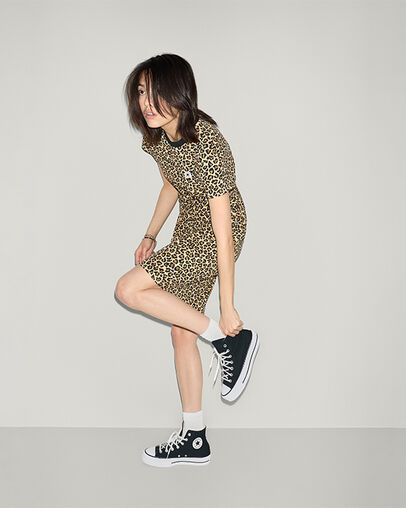 Chuck Patch Relaxed T-Shirt Dress Archive Cheetah Print, Back View