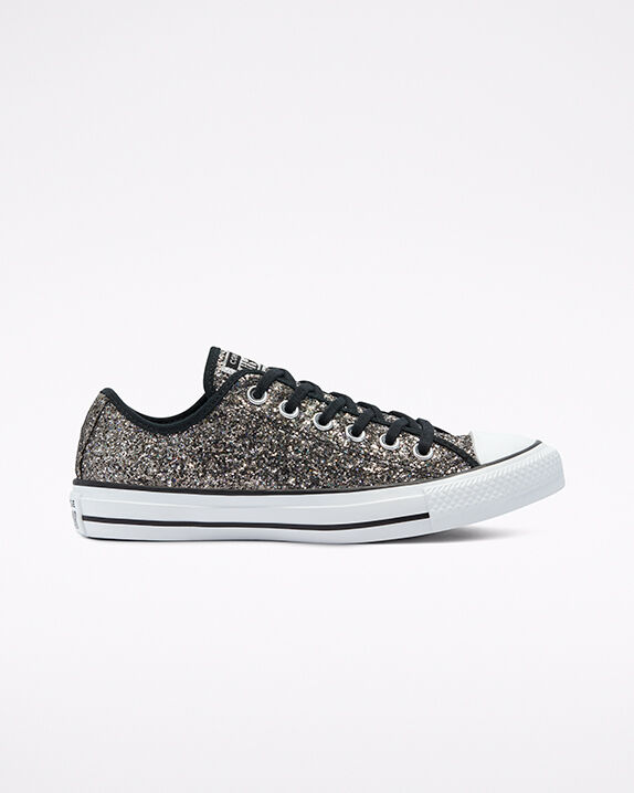 converse all star black glitter low tops