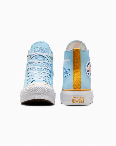 Chuck Taylor All Star Lift Platform Camp Converse True Sky/White/Yellow, Heel View