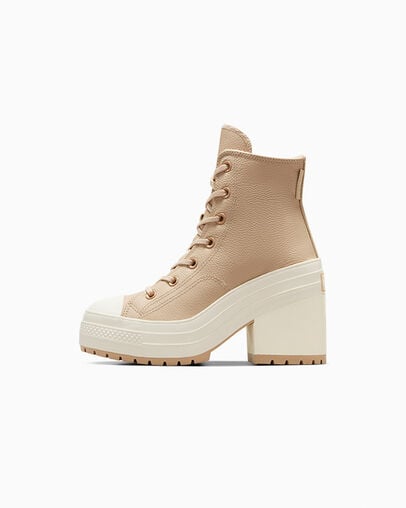 Chuck 70 De Luxe Heel Platform Weatherized Leather Warm Quarry/Warm Quarry/Egret, Inner Side View