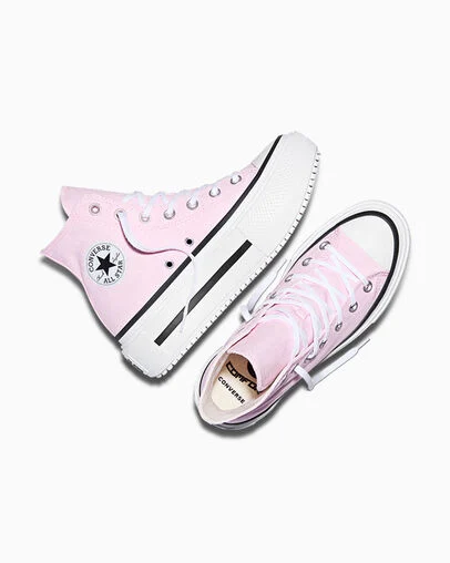 Chuck Taylor All Star Lift Double Stack Platform Canvas New Found Bloom Pink/White/Black, Angled View