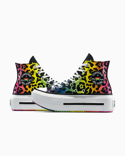 Chuck Taylor All Star Lift Double Stack Platform Pride Chaos Fuchsia/Orange Rind, Detail Angle View