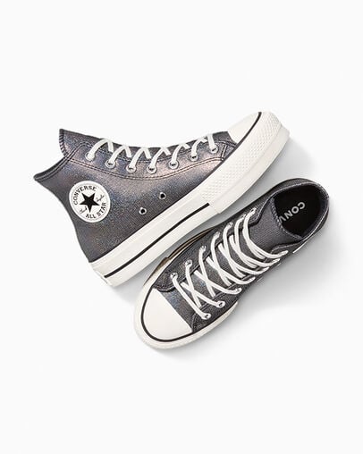 Chuck Taylor All Star Lift Platform Sparkle Black/Black/Egret, Angled View