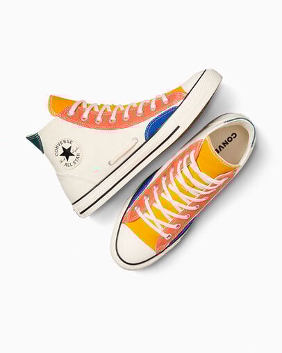 Chuck Taylor All Star Patchwork Egret/Yellow/Blue, Angled View