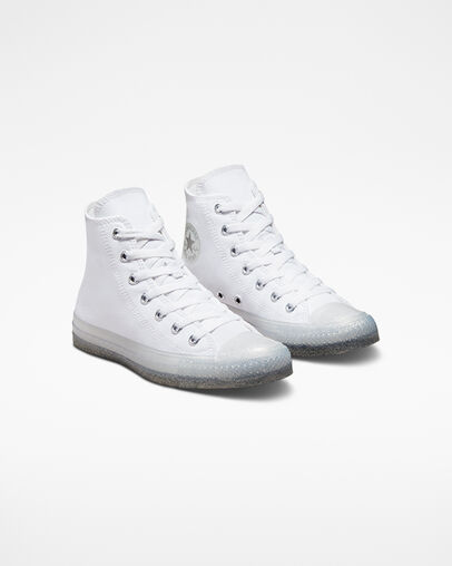 Chuck Taylor All Star Glitter White/White/Silver, Angled View