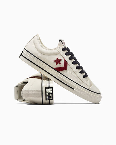 Star Player 76 Leather + Suede Egret/Egret/Park Red, Detail Angle View