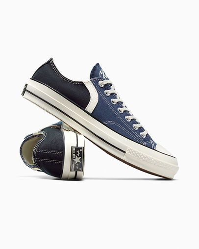 Chuck 70 Archival Stripes Navy/Black/Vintage White, Detail Angle View