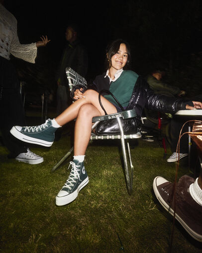 Chuck Taylor All Star Lift Platform Darkly Jaded Green/White/Black, Detail Angle View