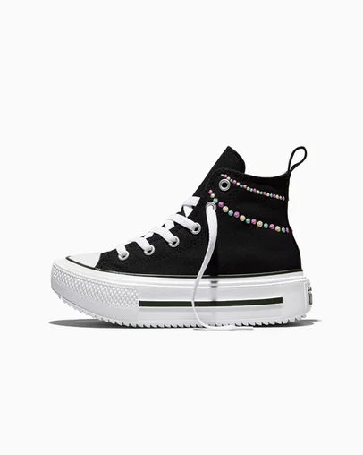 Chuck Taylor All Star Lift Platform Embroidered Polka Dots Black/Lt. Shocking Orchid Pink/White, Inner Side View