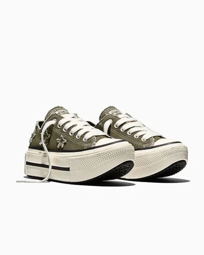 Chuck Taylor All Star Lift Double Stack Distressed Stars Utility/Black/Egret