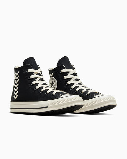 Chuck 70 Crafted Laces Black/Egret/Dark Matter, Top and Side View