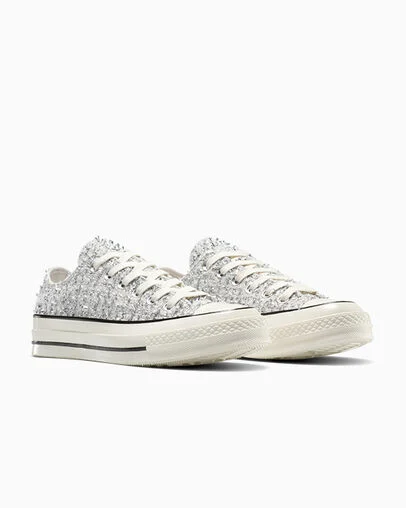 Chuck 70 Metallic Tweed Barely Grey/Egret/Black, Top and Side View