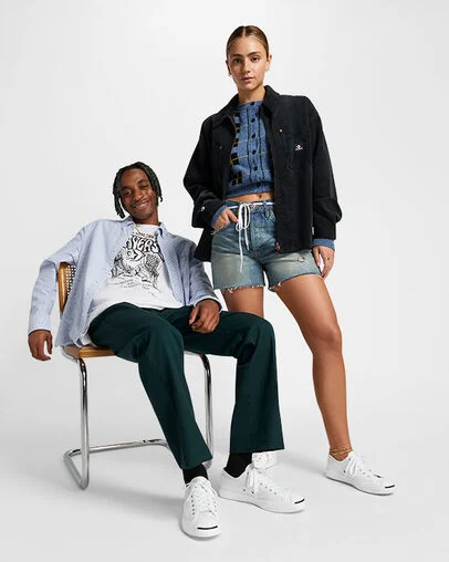 Jack Purcell Canvas White/White/Black, On Foot Shot 1