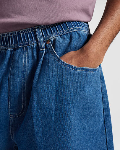 Baggy 9" Denim Shorts Lt Stone Wash, Detail View