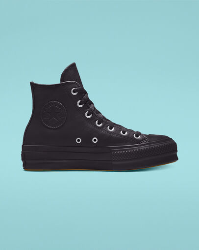 Custom Chuck Taylor All Star Platform Leather High Top monoblack