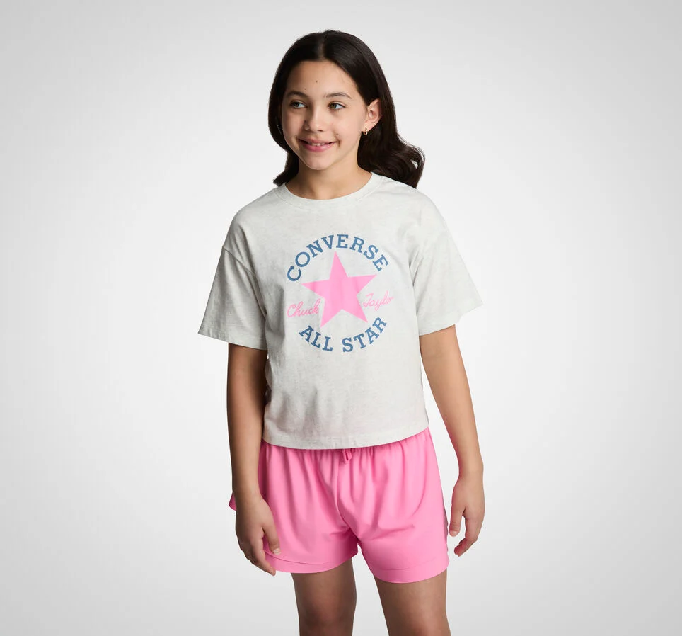 Boxy T-Shirt Birch Heather/Slacker Blue