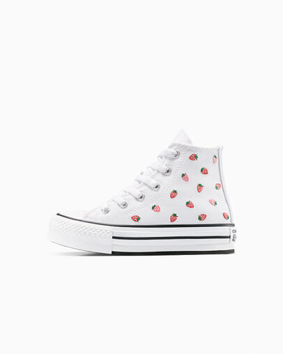 Chuck Taylor All Star EVA Lift Platform Embroidered Strawberries White/Soft Red/Watermelon Pink, Inner Side View