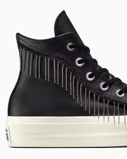 Chuck Taylor All Star Platform Western Glam Black/Egret/Silver, Detail Angle View