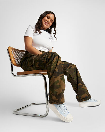 Chuck Taylor All Star Move Platform Washed Canvas Cloudy Daze Blue/Egret/Rainy Daze, On Foot Shot 2