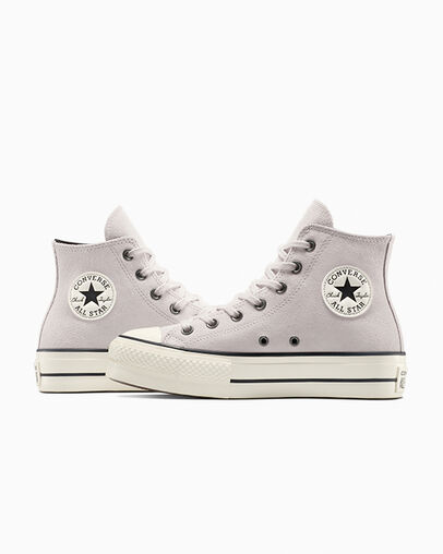 Chuck Taylor All Star Lift Platform Suede Bone Cold/Egret/Black, Detail Angle View