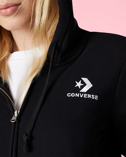 Embroidered Star Chevron Full Zip Converse Black