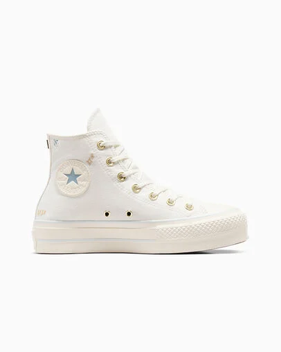 Chuck Taylor All Star Lift Platform Tiny Tattoos Vintage White/Cocoon Blue, Outer Side View