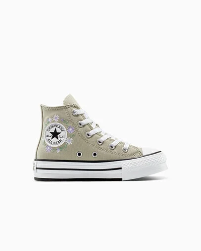 Chuck Taylor All Star EVA Lift Platform Embroidered Florals Pale Surplus/White/Violet Heat, Outer Side View